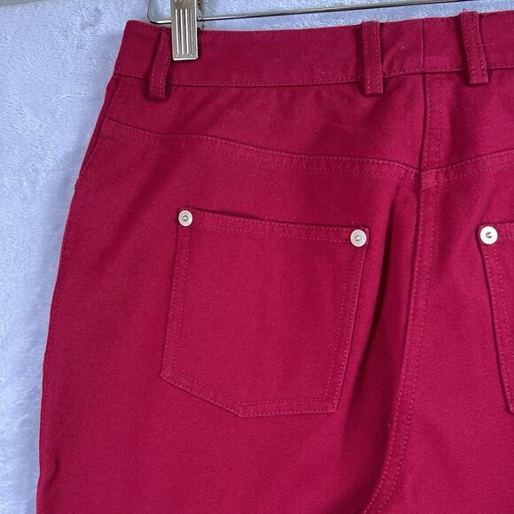 St. John Sport Red Denim Pants Jeans Size 4 Cotton Blend Holiday Straight Leg - Picture 16 of 16